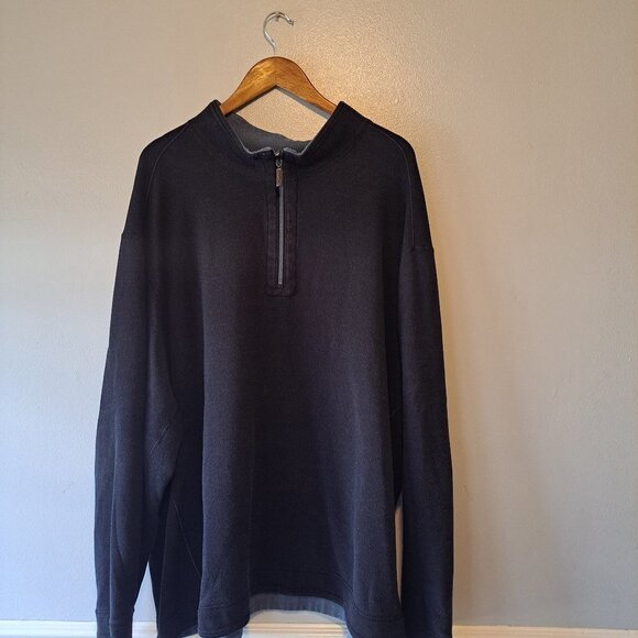 Tommy Bahama Reversible 1/4 Zip Ribbed Sweater XXL Black‎ and Blue Colors - Picture 1 of 10